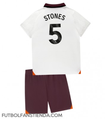 Manchester City John Stones #5 Segunda Equipación Niños 2023-24 Manga Corta (+ Pantalones cortos)